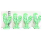 Lot of 4 miniature jadeite roosters