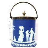 Vntg Wedgewood blue jasperware biscuit jar