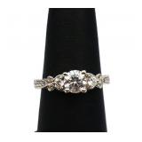 Sterling round white sapphire ring, lab created