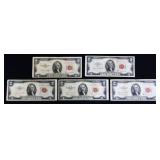 Lot of 5 red seal $2 notes
