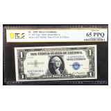 Graded 65PPQ 1935 double AA $1 silver certificate