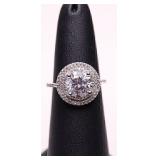 STERLING ROUND CUT WHITE SAPPHIRE RING, LAB GROWN