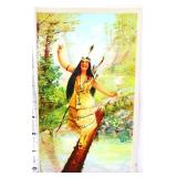 Vntg 5.5x9.25in Indian girl print