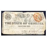 1800s State Of Georgia 25 cent fractional note