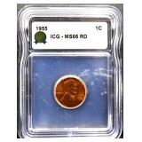 Graded MS66 1955 Lincoln wheat penny