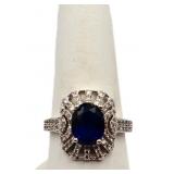 Oval cut sapphire ring, lab created