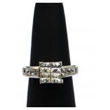 Sterling white sapphire cluster ring, lab created
