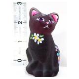 Fenton amethyst hand painted sitting cat