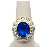 Oval cut sapphire ring, lab created