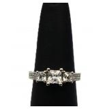 Sterling white sapphire square ring, lab created