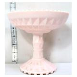 Vntg pink milk glass 6in open compote