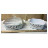 2 Corning Ware Tulip Casserole Dishes w/ Lid