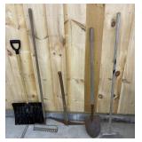 Spade Shovel, Hard Rake, Brush, Pick Axe
