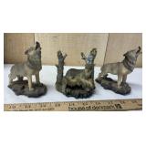 3 Wolf Figures