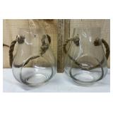 Pair of Glass Teardrop Hanging Terrariums