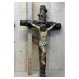 Large 21' Tall Chalkware Crucifix- Top Repaired
