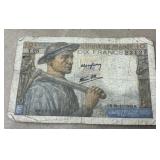 1940s 10 Francs Banknote from France