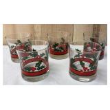 5 Libbey Christmas Holly Berries w/ Curved Top
