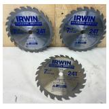 3 New Irwin 7 1/4' Saw Blades w/ 24 Teeth