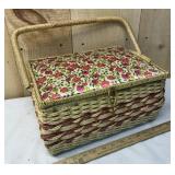 Sewing Basket w/ Handle & Contents