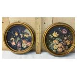 Pair of Floral Paintings w/ Gold Frames