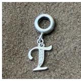 Sterling Silver Letter T Charm