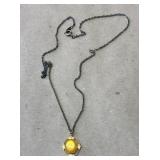 Amber Stone Pendant Necklace