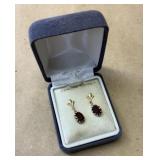 Genuine Oval-Cut Garnet Gemstone Earrings