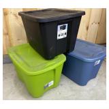 3 Storage Containers w/ Lids- Approx. 18 Gallons
