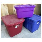 3 Storage Containers w/ Lids- Approx. 18 Gallons