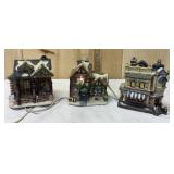 Set of 3 Christmas Village Buildings