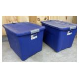 2 Blue 22 Gallon Storage Totes w/ Latching Lids