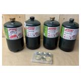 4- 1lb Propane Tanks w/ Metal Caps, See Desc.