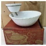 Indiana Glass Chip n Dip Milk Glass Basket Weave