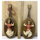 Pair Wall Plaques w/ Dancing Figures by Kreiss & C