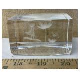 Glass Hologram Fairy & Flowers Paperweight
