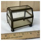 Vintage Brass & Glass Jewelry Trinket Chest