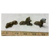 3 Solid Brass Dog Figures