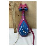 1960s Spartus Here Kitty Kitty Cat Clock- Tail Bro