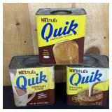 3 Nestles Quik Chocolate Flavor Containers