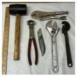 Rubber Mallet, Adjustable Wrench, Utility Knife, E