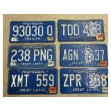 6 Michigan License Plates