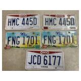 5 Ohio License Plates