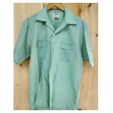 1970's Topps Green Mens Short Sleeve Shirt