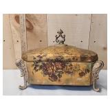 Victorian Ornate Gold/Floral Jewelry Box
