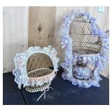 Wicker Peacock Doll Chair & Bench