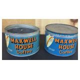 2 Maxwell House Coffee Tins w/ 1 Lid