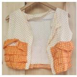 1970's Ruffled women's vest top orange/white