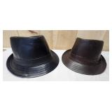 2 Fedora Leather Style Hats