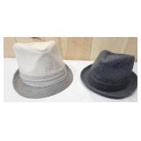 2 Fedora Style Hats white/Gray